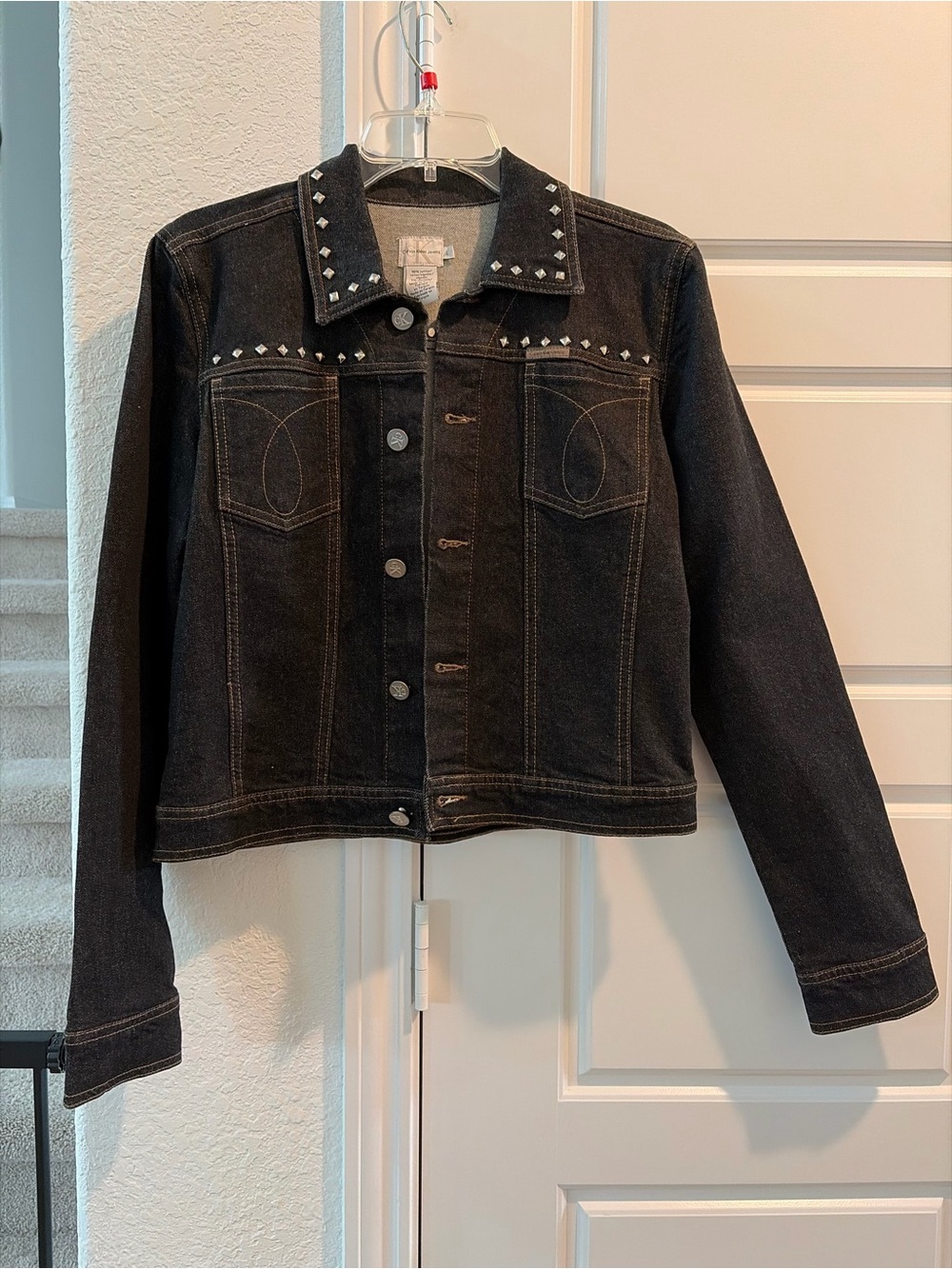 Calvin Klein Black Studded Denim Jacket